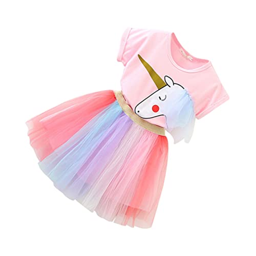 BESTYASH 1 Satz Geburtstagsoutfit Für Mädchen Partykostüm Mädchenröcke Cosplay-kleidung Einhorn-tutu-kleid Rosa von BESTYASH