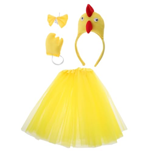 BESTYASH 1 Satz Hahn-anziehset Spatz Dekoration Halloweenkostüm Tüll Kostüme Fröhliche Vogeldekoration Kostüme Für Cosplay -kostüme Hühnerkostüme Hühnchen-tutu-rock Tuch Yellow von BESTYASH