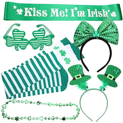 BESTYASH 1 Satz Klee-halskette St. Patricks Day Kleid Partybrille Outfits Dekorationen St. Patricks Day Kostüm St. Patricks Day Brille Neon-beinwärmer Neon-accessoires Zubehör Plastik Green von BESTYASH