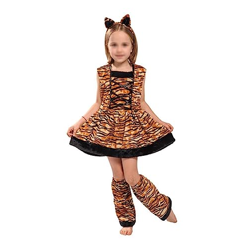 BESTYASH 1 Satz Kostüm Für Rollenspiele Tiger-cosplay-kostüm Mädchenkostüm Performance-kleidung Kinderkostüm Cosplay-zubehör Brown von BESTYASH