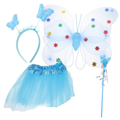 BESTYASH 1 Satz Kostüme für feeflügeln kinderkleider Verkleidung Bühnenrequisiten clothes rotes Tutu -Tutu weihnachtsdeko Feenrock Fee verkleidet Kostüm Schirmgewebe Blue von BESTYASH