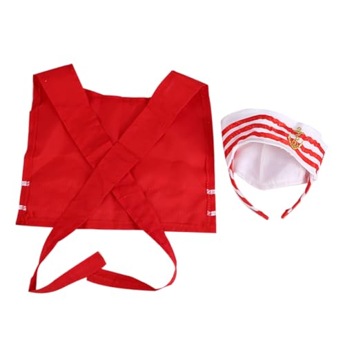 BESTYASH 1 Satz Marineblaue Kinderkleidung Matrosenmützen Hut Kostüm Kappe Matrosen-Cosplay-Mütze Matrosenhut Halloween-Haarschmuck Haarreifen für Kapitänsmütze Polyester rot von BESTYASH