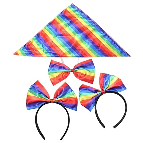 BESTYASH 1 Satz Regenbogen-Stirnband mädchen stirnbänder Bandana-Stirnbänder Stolz-Outfits Kinderfliege bandana stirnband Regenbogen-Fliege Cosplay-Kopfbedeckung Party-Stirnband Satin von BESTYASH