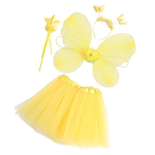 BESTYASH 1 Satz Schmetterlingsflügel vierteiliges Set Trikot Fee Bausatz halloweenkostüme für halloween kleider für kurzes Kleid aus Kostümset für Stoff Yellow von BESTYASH