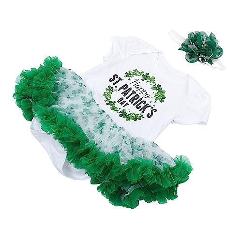 BESTYASH 1 Satz -Stramplerkleid Tutu-Rock Halloween-Kostüme für Fuchs Ballettröckchen Hoodies Mädchen stirnband set klamotten st. Patricks-Day-Kostüm Mode Tutu Gittergewebe von BESTYASH