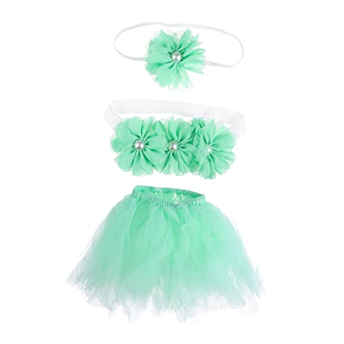 BESTYASH 1 Satz Tutu Rock Dreiteiliges Set Kreative Babykleidung Säuglingskleidung Neugeborenes Stirnband Stirnbänder Für Kleine Mädchen -kit Kleines Mädchen Tutu Unterrock Green Acryl von BESTYASH