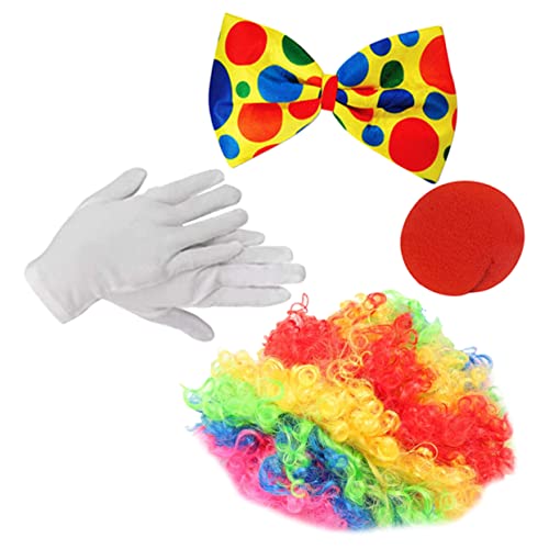 BESTYASH 1 Set Clown Kostüm -set Einschließlich Clown Bowties Clown Handschuhe Clown Perücke Und Clownnase Für von BESTYASH