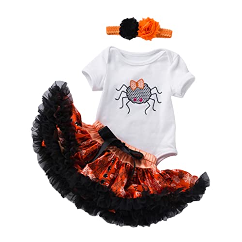 BESTYASH 1 Set Halloween Kleid Anzug Set Halloween Outfit Mädchen Halloween Strampler Mit Tutu Rock Babyanzüge Babykleidung Strampler Und Spinnennetz Tutu Rock Für Babys Aus von BESTYASH