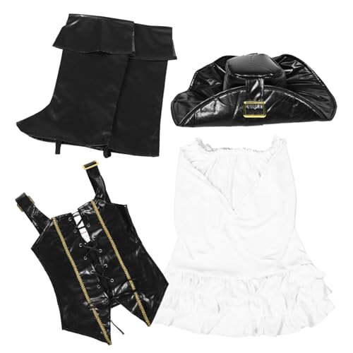 BESTYASH 1 Set Halloween Kostüm Für Kleine Mädchen Langärmelig Gothic Kleid Piratenkleid Cosplay Partyweste Mädchen Mittelalterliches Kinder Piratenkostüm Outfit Für Halloween von BESTYASH