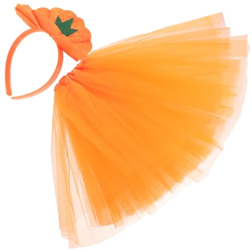 BESTYASH 1 Set Halloween Kürbis Set Halloween Kostüme Stirnbänder Halloween Dekoration Halloween Tutu Rock Für Halloween Flauschiger Tutu Rock Mädchen Halloween Tutu Orangefarbener von BESTYASH