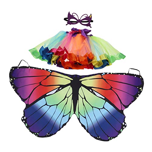 BESTYASH Kinder Tutu Kleid Schmetterlingsflügel Maske Set Modisches Bühnenkostüm Für Partys von BESTYASH