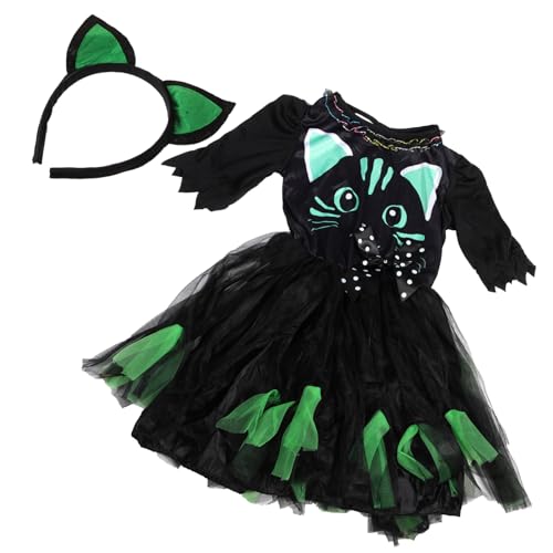 BESTYASH 1 Set ädchen Katzenkostü Für Halloween Katzenkleid Mit Katzenohren Haarreif Für Cosplay Kostü Für Karneval Und Schulaufführungen Größe von BESTYASH