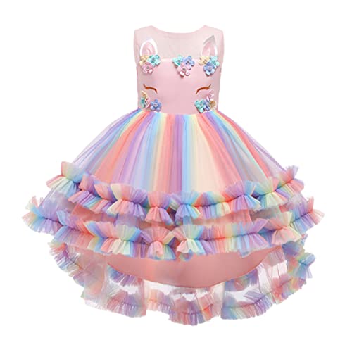 BESTYASH 1 Stück Ballettröckchen Einhorn-kleid Mit Pailletten Prinzessinnenkostüm Für Mädchen Mädchen-tüllkleid Mädchen-kleid Kinderkleid Performance-rock Blasenrock Rosa Baumwolle von BESTYASH