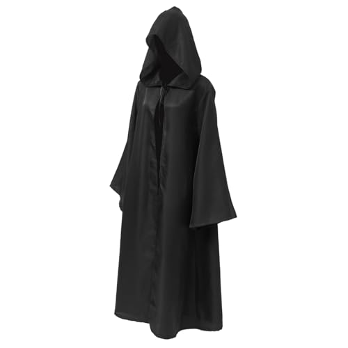 BESTYASH 1 Stück Halloween-Umhang Halloween umhang Halloween Costume XXL Cloak Todesser-Kostüm Halloween-Maske Performance-Umhang-Requisite Kostüm Kapuzenmantel Polyester (Polyester) Black von BESTYASH