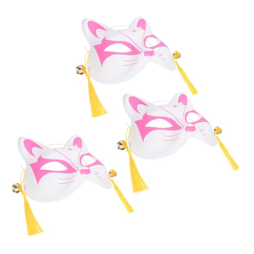 BESTYASH 12 Stk Fuchs Halbgesichtsmaske japanische Fuchsmasken Fuchs Cosplay-Masken Ball Masken halloween mitgebsel halloween oblaten Halloweenkostüm Masken verkleiden Partyzubehör PVC Rosa von BESTYASH