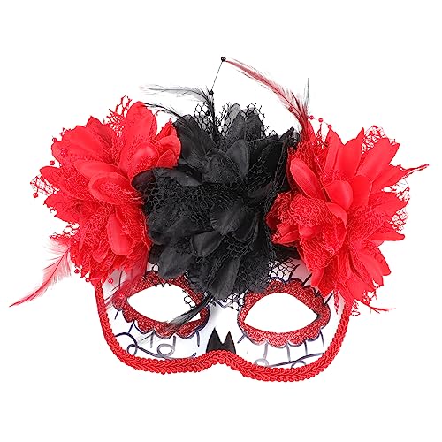 BESTYASH 1Stk Maskerade Maske Maskerade halbes Gesicht Maske für Frauen Halloween-Requisite Blumendekoration halloween masken halloweenmaske Maskenverzierung Geisterfestmaske Plastik rot von BESTYASH