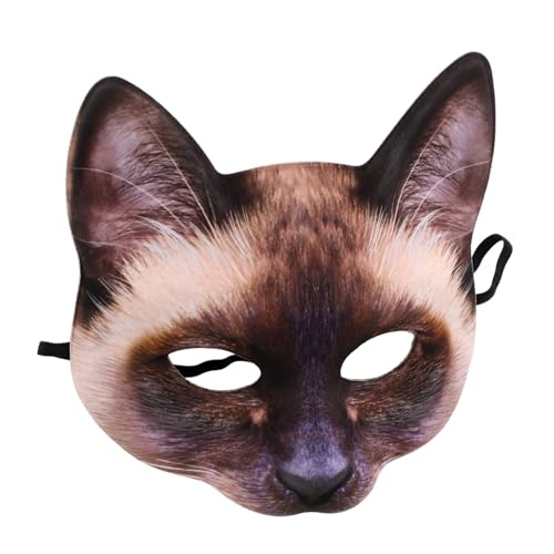 BESTYASH 1stk Lustige Katzenmaske Tabby-katze-kostüm Pelzmaske Halloween-stirnband Mit Schleier Halloween-maske Masken Halloween-kürbis Fuchsmaske Pelzige Maske Kostüm -maskerade Brown von BESTYASH