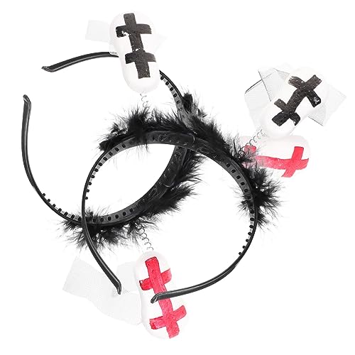 BESTYASH 2 Stk Halloween-Haarreifen Cosplay Grabstein Stirnband Tag der Toten Stirnband halloween haarschmuck halloween haarreif Party-Grabstein-Stirnband Halloween-Party-Stirnband Stoff von BESTYASH