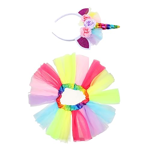 BESTYASH 2 Stück 1 Set Einhorn Tutu Rock Modische Stirnbänder Bauschige Kleider Hautfreundliches Outfit Set Outfits Kreatives Einhorn Stirnband Trendiger Rock Party Kostüme von BESTYASH