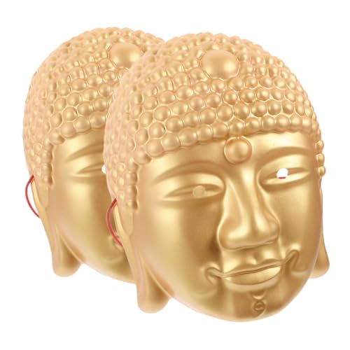 BESTYASH 2 Stück Buddha Kopfmaske Buddhistische Cosplay Party Kostümzubehör Buddha Gesichtsmaske Für Maskerade Halloween Und Karneval von BESTYASH