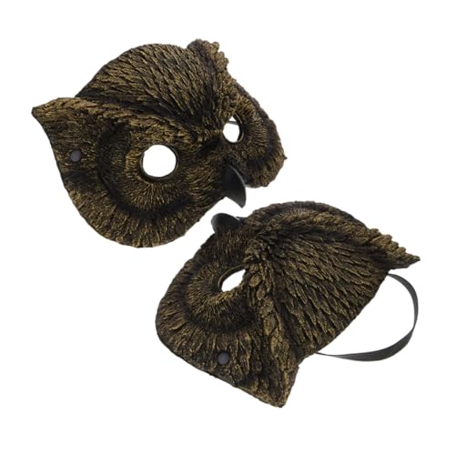 BESTYASH 2 Stück Eulenmaske Tierkostüme Für Erwachsene Eulenkostüm Tiermasken Eulenmaske Maskerade Punk-maske Tiermasken Für Erwachsene Eulenmaskenkostüm Halbmaske Pu-schaum Golden von BESTYASH