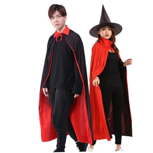 BESTYASH Halloween-party-zubehör 2 Stück Schwarz/rot Umhang mit Kapuze für Erwachsene Hexenhut Cosplay-kostüme für Erwachsene von BESTYASH