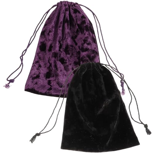 BESTYASH 2 Stück Kordelzugbeutel aus Schwarzem und Violettem Perlmutt samt Vielseitige Tarot Runenbeutel für Schmuck Kristalle Würfel Kleine Geschenke Weiche Stofftaschen BESTYASH 2 Stück Kordelzugbeutel aus Schwarzem und Violettem Perlmutt samt Vielseitige Tarot Runenbeutel für Schmuck Kristalle Würfel Kleine Geschenke Weiche Stofftaschen von BESTYASH