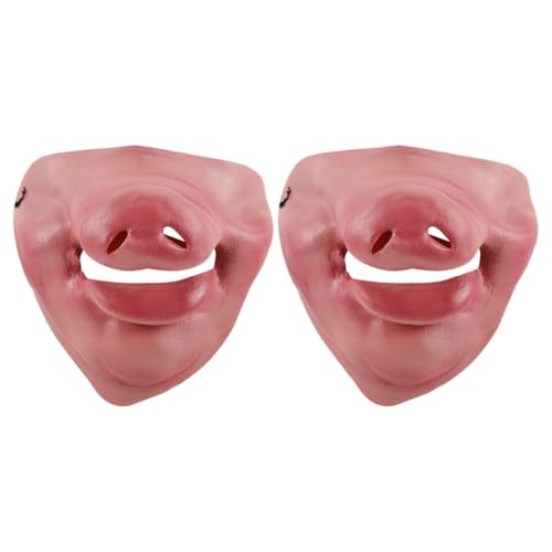 BESTYASH 2 Stück Lustige Maske Kostüm Halloween Masken Halbes Gesicht Tiermasken Kopfmasken Für Erwachsene Cosplay Requisiten Mardi Gras Schweinemasken von BESTYASH