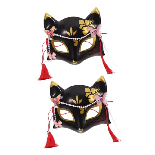 BESTYASH 2 Stück Maske Halloween Kostüme Japanisches Kimono Kostüm Japanisches Kimono Cosplay Kostüm Partyzubehör Kunststoff von BESTYASH