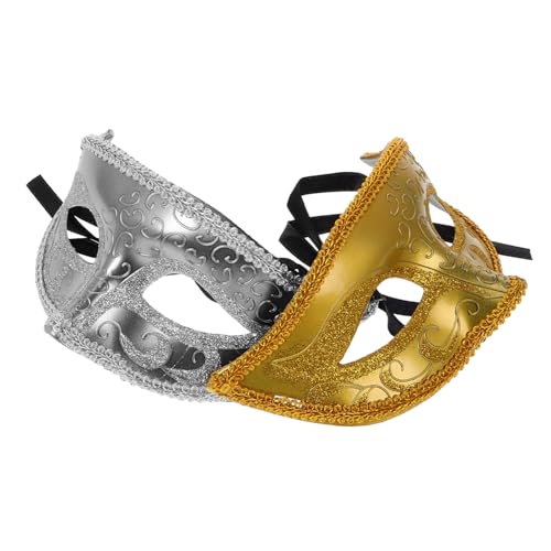 BESTYASH 2 Stück Maskerade-maske Für Männer Und Frauen, Kunststoff-halbmaske Für Halloween, Party, Leistung, Halbmaske, Requisite, Lustige Masken, Halloween-halbmaske von BESTYASH