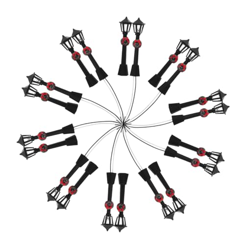 BESTYASH 20 Stück Miniatur Straßenlaternen mit LED Beleuchtung Handgefertigte Schwarze Postlampen mit Blumenkranz Einfache Installation Sichere Micro Landschafts Deko für Puppenhäuser und BESTYASH 20 Stück Miniatur Straßenlaternen mit LED Beleuchtung Handgefertigte Schwarze Postlampen mit Blumenkranz Einfache Installation Sichere Micro Landschafts Deko für Puppenhäuser und von BESTYASH