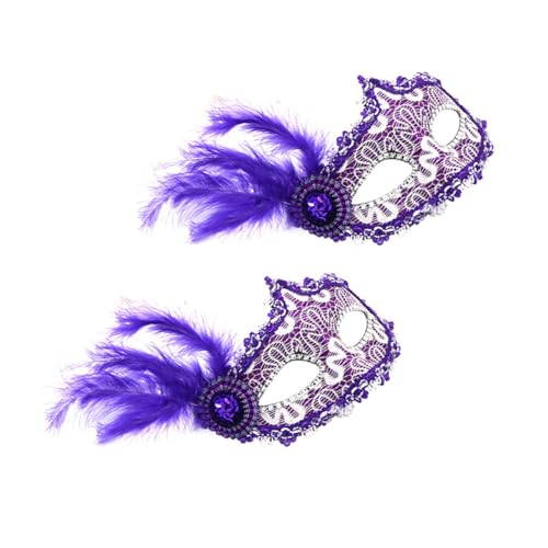 BESTYASH 2St Anziehmaske partyspieße pferdeparty the mask federkleid trauzeugengeschenke Maskiert schlüpfeier party mitgebsel masken faschings masks Tanzparty-Maske Cosplay-Maske Violett von BESTYASH