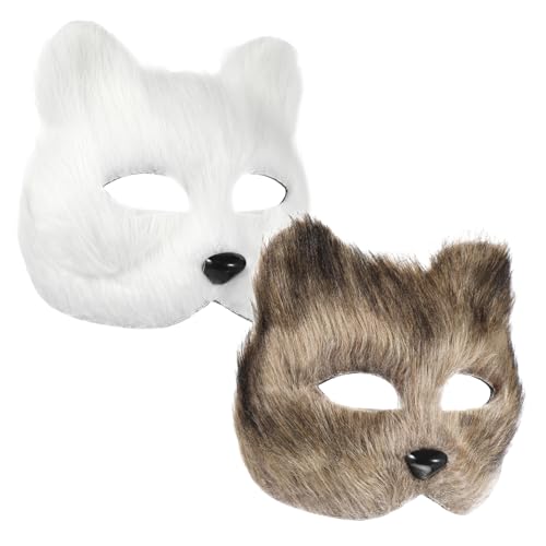 BESTYASH 2St Fuchs Maske Halloween-Maske pelzige Pfoten pelzige Partymaske Maskerade-Cosplay Wolf halloween mitgebsel halllowen Maskerade Masken Masse Maskerade-Maske für Frauen Flanell von BESTYASH