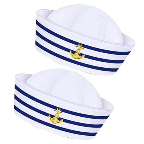 BESTYASH 2St Matrosenhut hutschachtel caps White Cap Kapitänsmütze für Herren zum Bootfahren marineblauer Bootshut Kapitänsmützen für Partydekor Partykapitänshut Polyester (Polyesterfaser) von BESTYASH