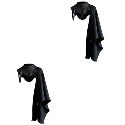 BESTYASH 2st Mittelalterlicher Umhang Kapuzenumhang Cosplay Umhang Kostüm One Shoulder Cape Hood Cosplay Vintage-Mantel Halloween-schal-umhang Gothic Umhang Vintage-kostümumhang Hexenmantel von BESTYASH