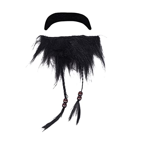 BESTYASH 2st Piratenbart Falscher Schnurrbart Zaubererbart Männer Bart Gefälscht Party Falsche Bärte Herrenperücken Lustige Schnurrbart-Requisiten Halloween-bartbrille Black Chemische Faser von BESTYASH