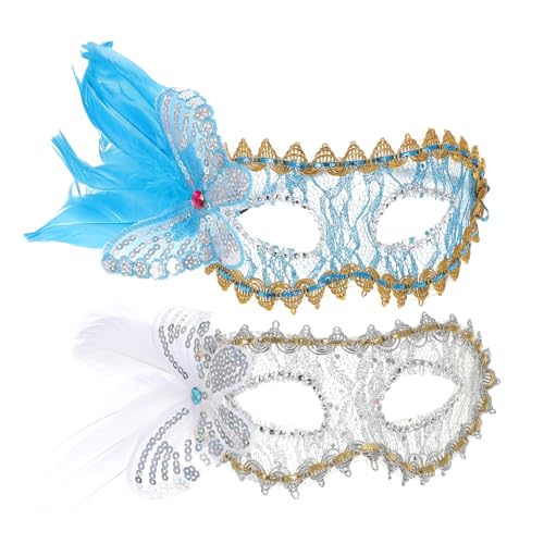 BESTYASH 2st Tanzmaske Cosplay-masken Karneval Party Masken Mädchenkostüm Kostümmasken Maskerademaske Für Kinder Spitze Maskerade Ball Ball Masken Accessoires Für Damen Blaue Masken Plastik von BESTYASH