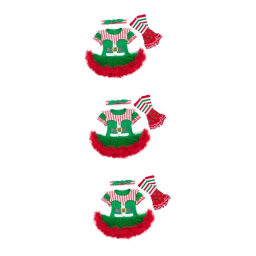 BESTYASH 3 Sätze Kleid Weihnachtskostüm Requisiten Babykleidung Weihnachtskleidung Weihnachtsfeierkostüm Weihnachtszubehör von BESTYASH