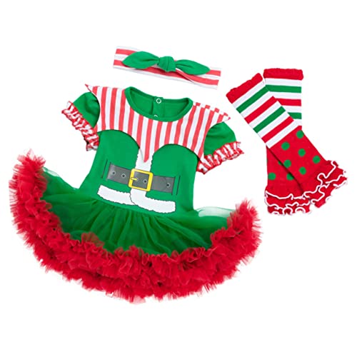 BESTYASH 3 Sätze Kleid Weihnachtskostüm Requisiten Partykostüm Weihnachtskleidung Babykleidung Weihnachtsbedarf von BESTYASH