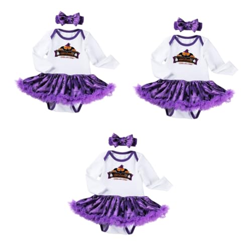 BESTYASH 3 Sätze Langärmliges Stramplerkleid Halloween Babykleidung Halloween Strampler Kleidung für Babys Halloween- -Festival-Outfit Halloween- -Mädchen-Spielanzug Babykostüm von BESTYASH