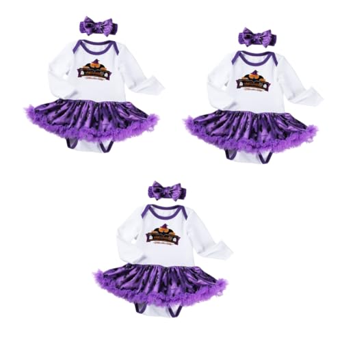 BESTYASH 3 Sätze Langärmliges Stramplerkleid Halloween Outfit für Babys Halloween- -Outfit Halloween-Stramplerrock Babykostüme Halloween-Babykleidung Neugeborenes Halloween-Outfit von BESTYASH