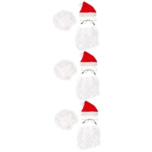 BESTYASH 3 Sätze Weihnachtsmann-Zubehör Weihnachtsmann Cosplay Set Weihnachtsmann Kostümzubehör Set Santa Schnurrbart Weihnachtsmann-Haar Weihnachtsmann Perücke weihnachtsmann Kopfschmuck von BESTYASH