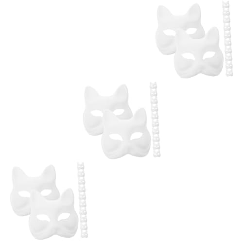 BESTYASH 36 Stk Handbemalte Zellstoffmasken japanische Hälfte Fuchs-Cosplay-Maske Zu leere Maske Halloween-Maske Tiere DIY Zellstoffmasken für Party DIY-Maske für Cosplay-Party Papier Weiß von BESTYASH