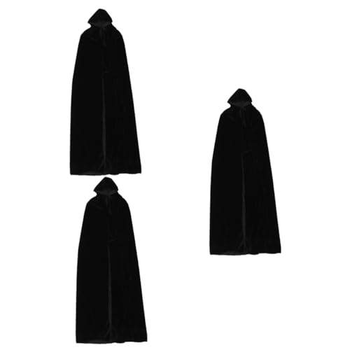 BESTYASH 3St Hexenumhang Umhang Halloween-Umhang-Stütze Gothic-Hoodies Schwarzes Cape Halloween umhang Gothic-Kleidung Halloween-Pleuche-Umhang Cosplay-Umhang für Halloween Goldener Samt von BESTYASH