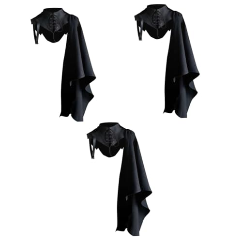 BESTYASH 3st Mittelalterlicher Umhang Cosplay Umhang Kostüm Umhang Mit Kapuze EIN Schulter Cape Kapuze Cosplay Kostüm Mittelalterlicher Mantel Rittermantel Cosplay Kapuzenumhang Halloween von BESTYASH