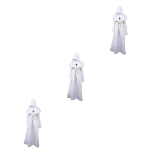 BESTYASH 3st Priesterkleidung Halloween Mittelalterliches Gewand Kap Cosplay-outfits Renaissance-gewand Renaissance-kostüm Mittelalterliche Kleider Priester Umhang Polyester Weiß von BESTYASH