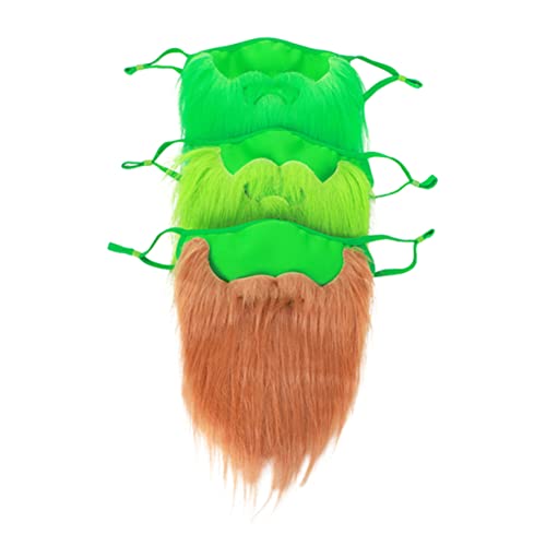 BESTYASH 3st Seltsamer Gesichts Maske Bart Falscher Schnurrbart Gesicht Dekorative Maske Cosplay-bart-Requisiten Grüner Irischer Bart St. Patrick Day Bandana Bequemer Bart Baumwolle von BESTYASH