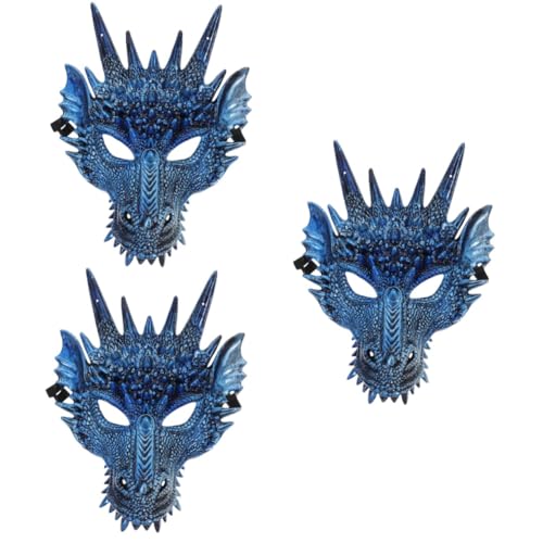 BESTYASH 3st Tierische Drachenmaske Dino-maske Halloween-cosplay-schädel Halloween-maske Tierkopf Drachen Halbgesichtsmaske Fuchsmaske Tierische Maske Halloween-kopfmaske Bärenmaske Plastik von BESTYASH