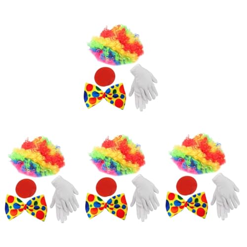 BESTYASH 4 Sätze Clown Verkleiden Clown-dekore Clown-fliege Clown-zubehör Clown-kostüm-requisite Clownnasen Kostüm Für Männer Zubehör Für Clownkostüme Clown-cosplay-zubehör Perücke Plüsch von BESTYASH