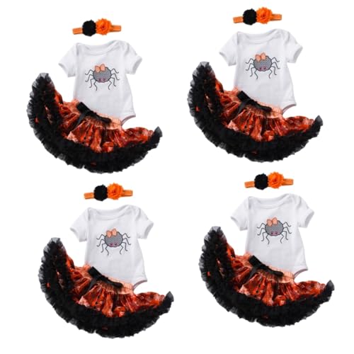 BESTYASH 4 Sätze Halloween-kleideranzug Kinderkostüme Kinderrock Halloween-kostüm Für Mädchen Kleidung Babyanzüge Halloween-cosplay Halloween-outfits Für Babys Kinderanzug Baumwolle von BESTYASH